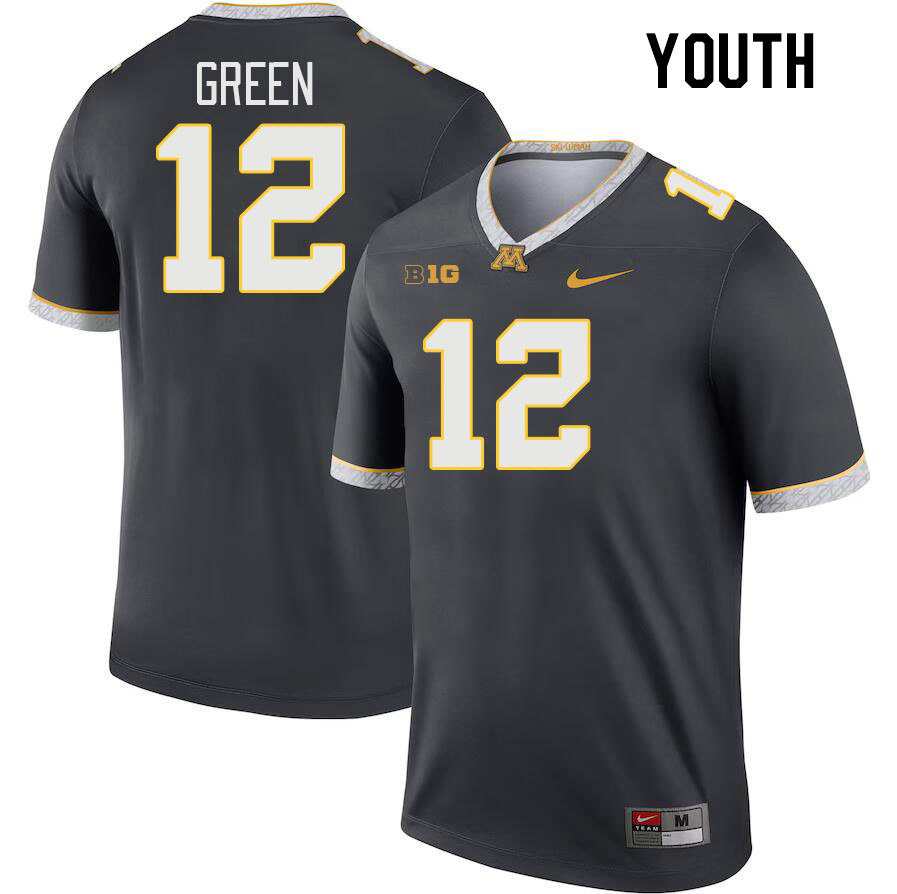 Youth #12 Darius Green Minnesota Golden Gophers College Football Jerseys Stitched-Charcoal - Click Image to Close